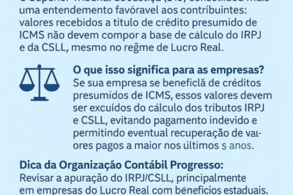 Decisão do STJ sobre crédito presumido de ICMS fora da base do IRPJ e CSLL