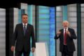Debate na Globo entre Flávio Bolsonaro e Lula mediado por César Tralli sobre endividamento das famílias brasileiras