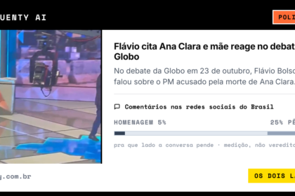 Flávio Bolsonaro em debate presidencial na TV Globo defendendo policial no caso Ana Clara