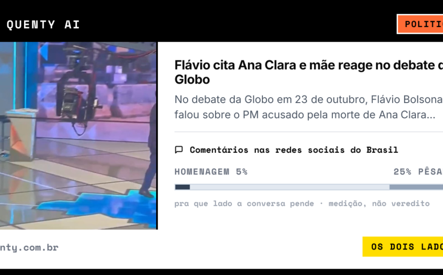 Flávio Bolsonaro em debate presidencial na TV Globo defendendo policial no caso Ana Clara