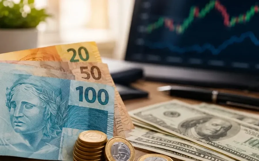 Gráfico mostra dólar a R$ 5,44 e Ibovespa em queda de 18,12% na pior semana desde 2008