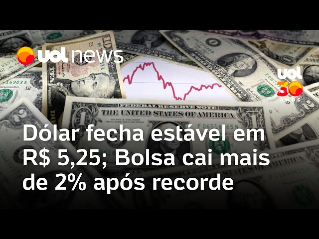 Gráfico mostra dólar em queda para R$ 5,35 e Ibovespa em baixa de 175.710 pontos