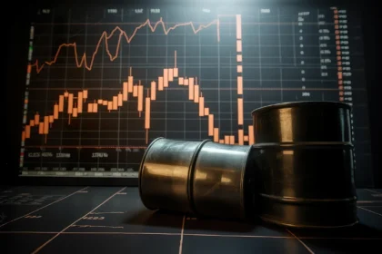 Gráfico financeiro mostra dólar abaixo de R$ 5 e petróleo Brent acima de US$ 116
