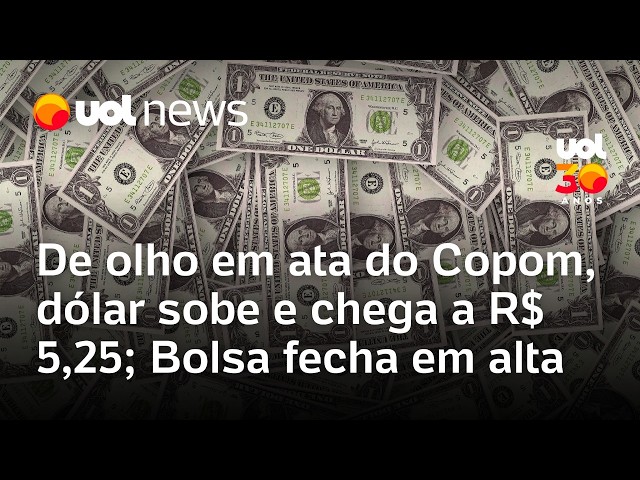Gráfico mostra dólar caindo abaixo de R$ 5 com símbolos do real e bandeira do Brasil antes da eleição