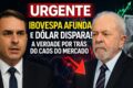 Gráfico financeiro mostra dólar a R$ 5,43 e Ibovespa abaixo de 170 mil pontos em queda acentuada
