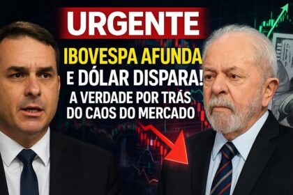 Gráfico financeiro mostra dólar a R$ 5,43 e Ibovespa abaixo de 170 mil pontos em queda acentuada