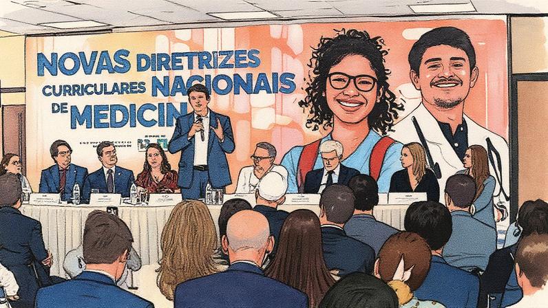 Reunião de líderes do Hospital Einstein e Inspirali assinando parceria para reformular 15 cursos de medicina no Brasil
