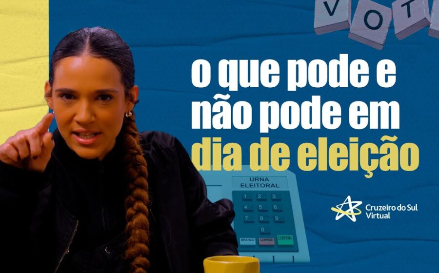 Urna eletrônica com símbolo de proibição sobre santinhos no chão, representando crimes eleitorais no dia 25