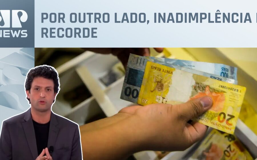 Gráfico mostra queda do endividamento familiar para 81,7% mas alta da inadimplência entre ricos no Brasil