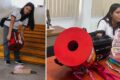 Estudante mexicana Ángela Karime Venegas Hernández, 16 anos, segura protótipo do Vortex Tech, extintor a som premiado com ouro mundial