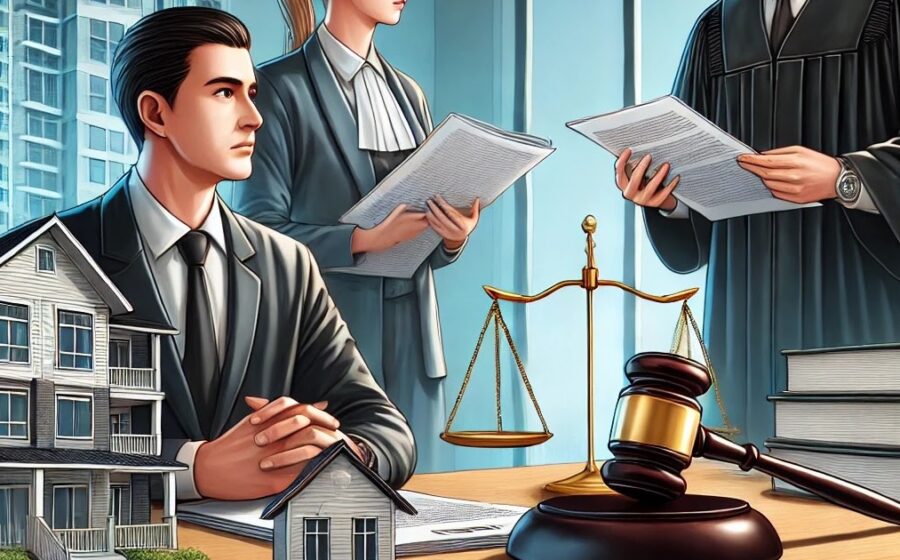 Ex-síndico em tribunal com documentos financeiros, representando condenação de R$ 2,69 milhões por desvio condominial