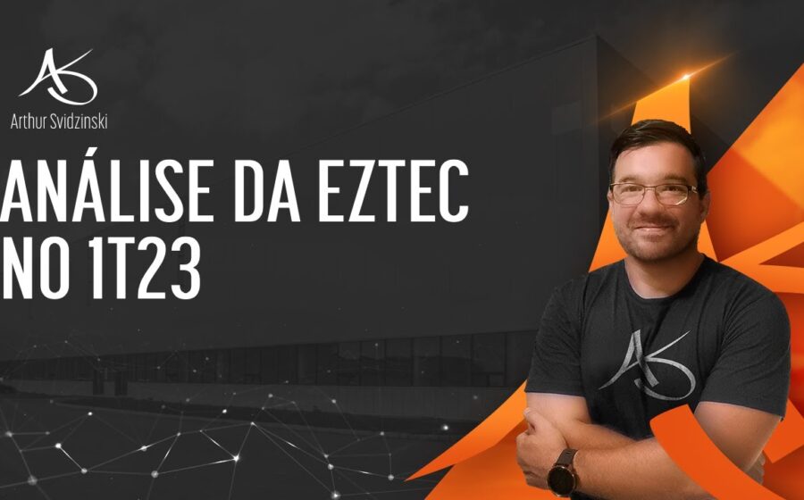 Gráfico de ações EZTC3 com logotipo Eztec e dados trimestrais 3T26