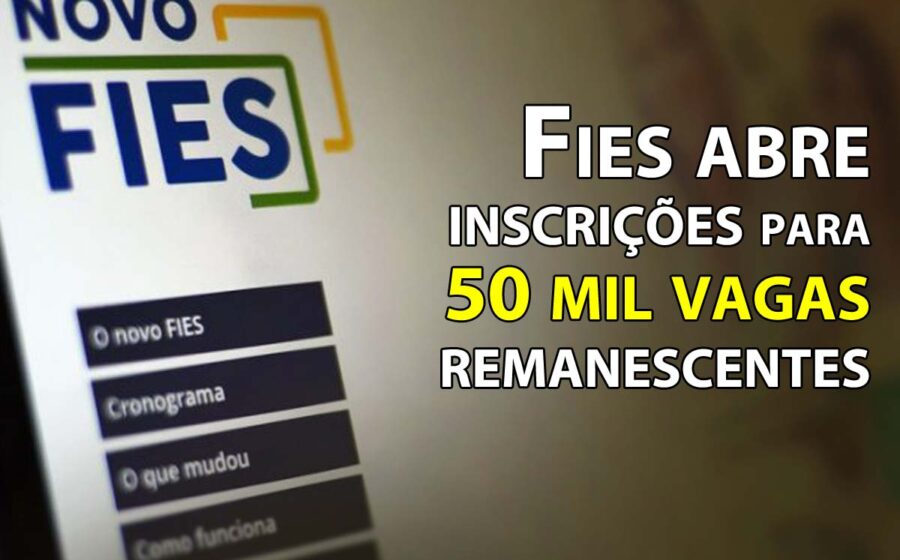 Estudante universitário preenchendo inscrição do Fies 2026 no computador, 50 mil vagas remanescentes