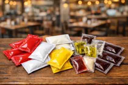 Sachês individuais de ketchup mostarda e maionese substituem bisnagas compartilhadas em restaurante de São Paulo
