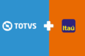 Ilustração de balança da justiça com cifrões e logotipos Itaú e Totvs representando litígio de R$ 500 milhões