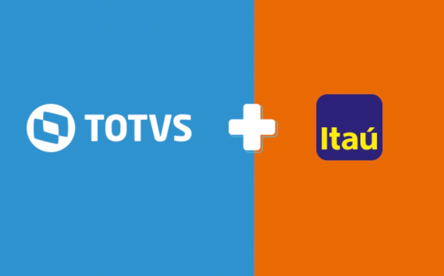 Ilustração de balança da justiça com cifrões e logotipos Itaú e Totvs representando litígio de R$ 500 milhões