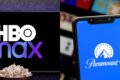 Logos do HBO Max e Paramount+ se fundindo em uma única plataforma de streaming