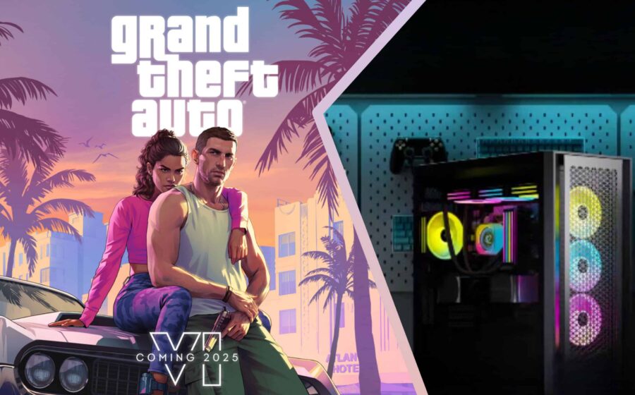 Logotipo GTA 6 com texto "PC Q1 2027" e símbolo dólar representando receita bilionária