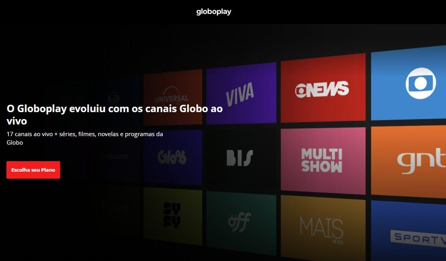Logotipo do Globoplay ao lado dos ícones Sportv, GloboNews e Multishow com selo "Novo no Básico" e preço R$ 19,90