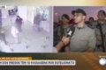 Casal algemado sendo conduzido por policiais após tentativa de suborno de R$ 5 mil em Macaíba