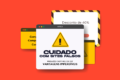 Alerta de golpe imobiliário com símbolo de perigo sobre contrato e celular com Pix