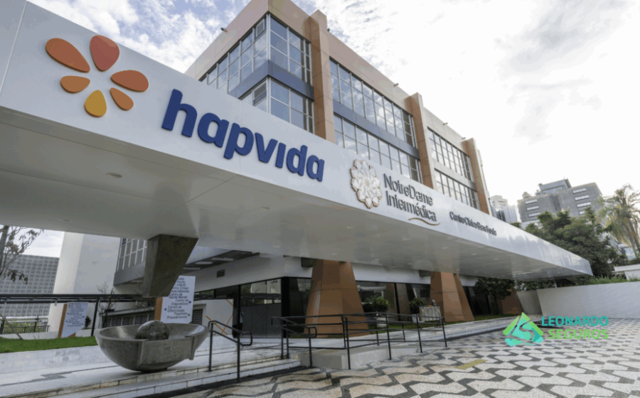 Prédio hospitalar da Hapvida com logotipo, representando operação sale-leaseback de R$ 1,5 bi