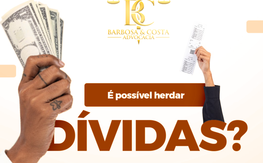 Balança de justiça com dinheiro e documentos representando herança e dívidas