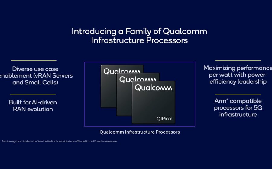 Logos da Huawei e Qualcomm com ícones de 5G e IA simbolizando acordo de patentes
