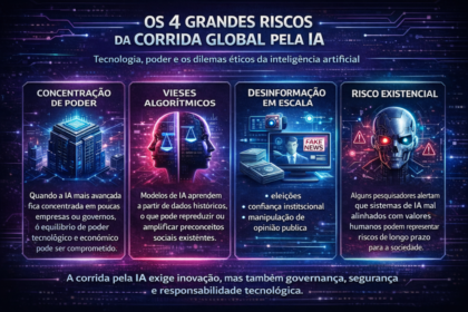 Ilustração de rede neural com alertas vermelhos de segurança ignorados por sistema de IA avançada