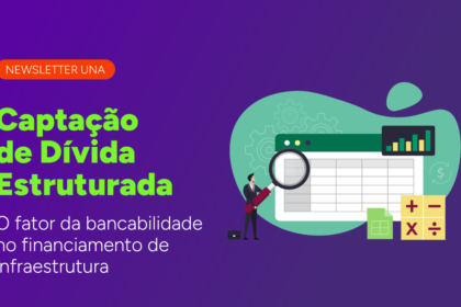 Gráfico mostra queda de 80% na emissão de dívida para IA, com data centers e chips ao fundo