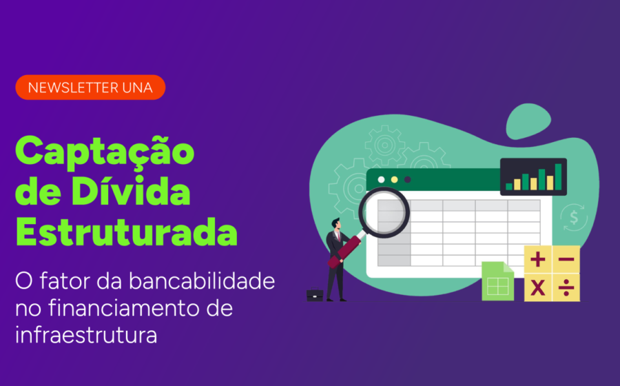 Gráfico mostra queda de 80% na emissão de dívida para IA, com data centers e chips ao fundo