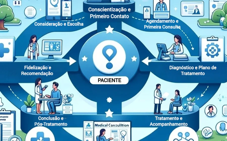 Paciente usando tablet com interface de IA para pré-atendimento médico, coletando sintomas e sinais vitais automaticamente