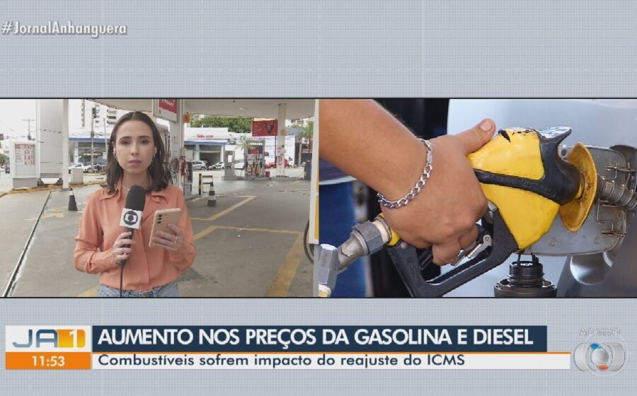 Bomba de combustível com preços atualizados ICMS 2027 gasolina diesel aumento