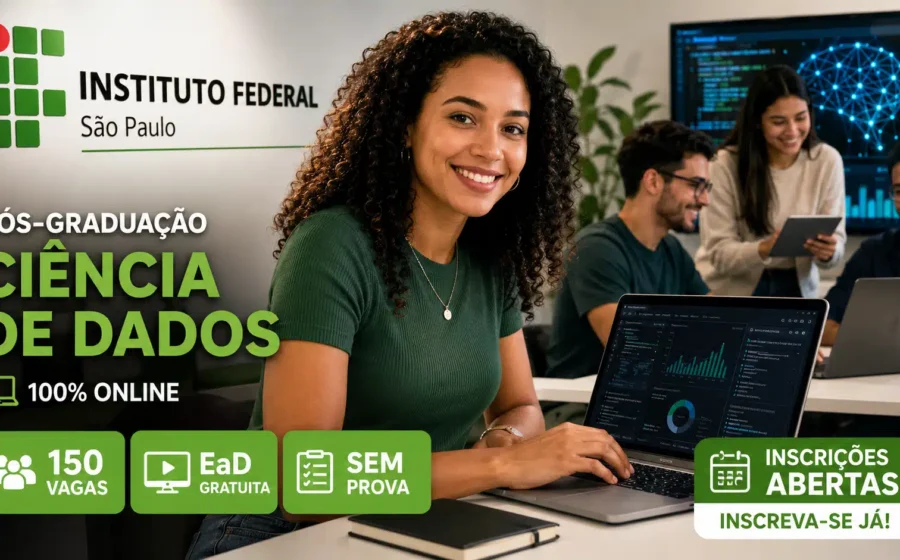 Campus Cajazeiras do IFPB com estudantes em laboratório de ciência de dados