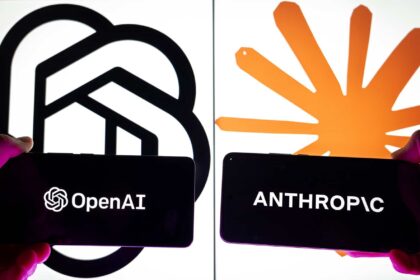 Logotipo da Anthropic sobre gráfico de ações em alta, simbolizando IPO bilionário de IA em 2024