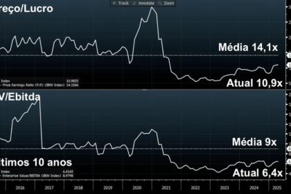 Gráfico mostra concentração das 10 maiores ações do Ibovespa em 54,18% do índice, maior nível desde 2019