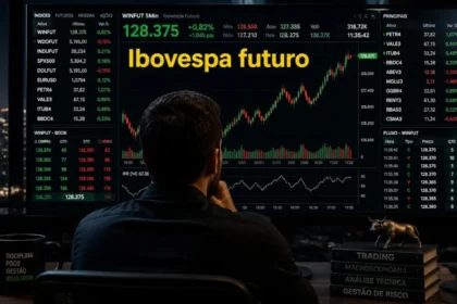 Gráfico do Ibovespa Futuro em queda de 0,5% com destaque para ações da WEG