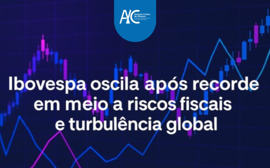 Gráfico do Ibovespa em queda de 1% após recorde histórico de 209 mil pontos