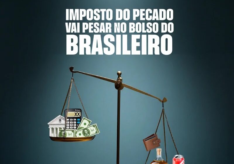 Calendário mostra 2028 com moedas e bandeira do Brasil representando adiamento do Imposto do Pecado