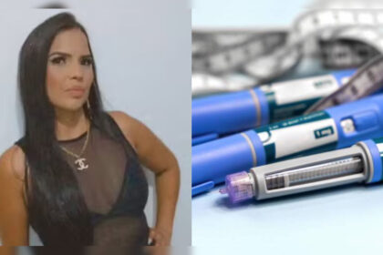 Policial segurando caixas de medicamentos apreendidos em clínica de estética em Sertãozinho SP