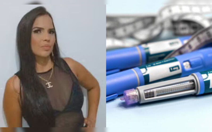 Policial segurando caixas de medicamentos apreendidos em clínica de estética em Sertãozinho SP