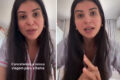 Influenciadora Aline Guimarães em resort baiano com celular mostrando cancelamento de reserva pós-eleição 2022