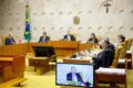 Plenário do STF com ministros em sessão sobre foro privilegiado e Flávio Bolsonaro