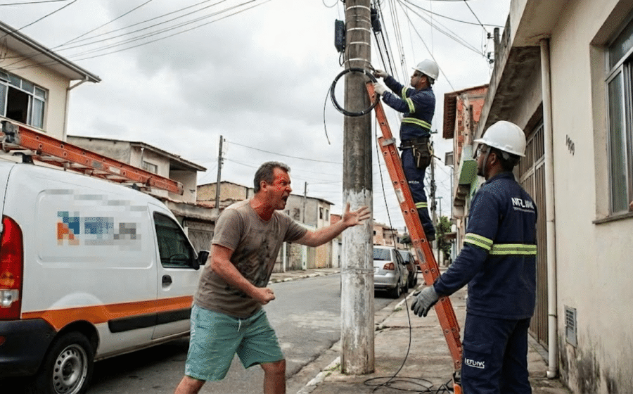 Equipes da CPFL e Vivo removem fiação de telecom na Av. Eduardo Gomes de Souza, City Ribeirão
