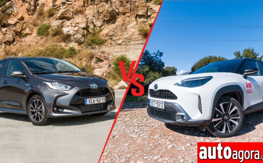 Comparativo lateral entre Jaecoo 5 e Toyota Yaris Cross, SUVs compactos híbridos no Brasil