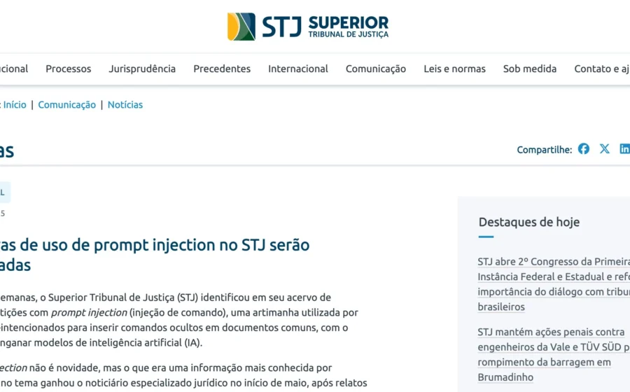 Juiz americano analisa documento jurídico brasileiro sobre prompt injection e uso indevido de IA em processos judiciais