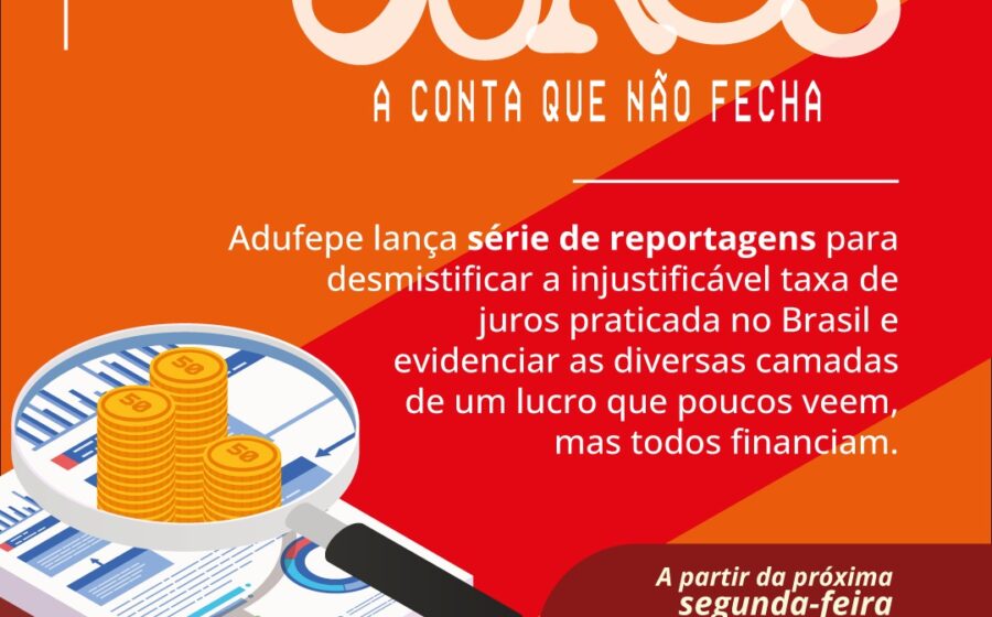 Gráfico de juros altos e deficit fiscal no Brasil com símbolos do Banco Central e Ministério da Fazenda