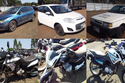 Leilão Detran-MS: motocicletas e carros apreendidos em pátio ao ar livre