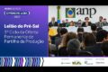 Leilão da ANP: plataforma de petróleo no pré-sal com gráfico de investimento de R$ 3 bilhões