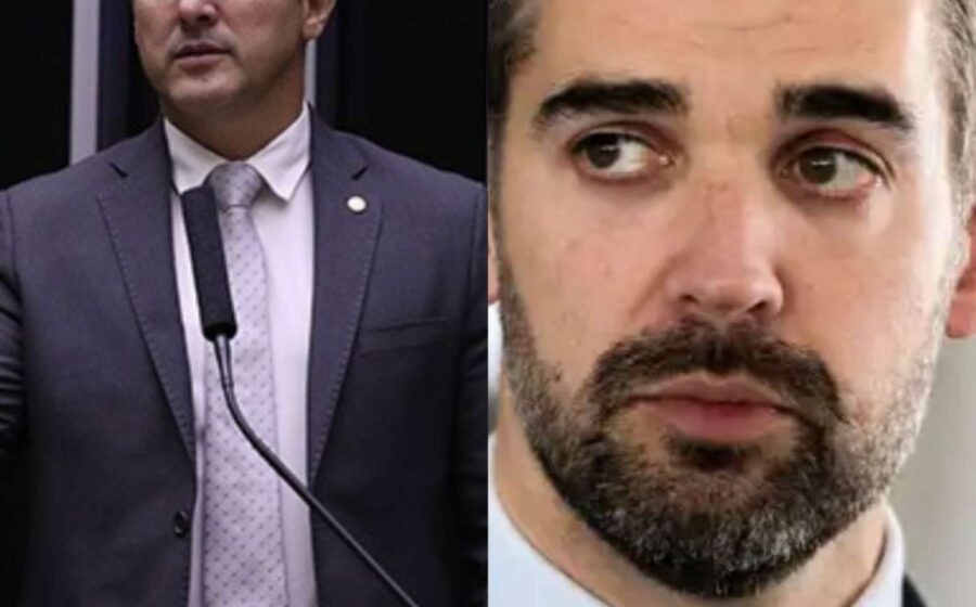 Eduardo Leite e Luciano Zucco caminhando juntos na Mercopar em Caxias do Sul